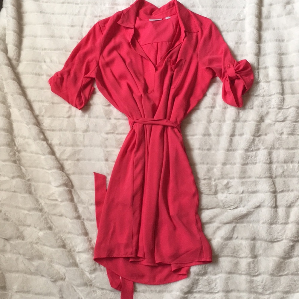 Tie waist shirt dress